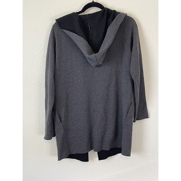 Neiman Marcus Majestic Paris Wool Longline Open Cardigan Sweater Grey Size 2 - Picture 3 of 6